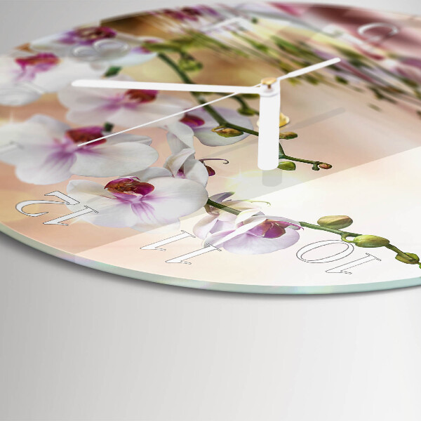 Horloge ronde Orchidée