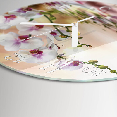Horloge ronde Orchidée