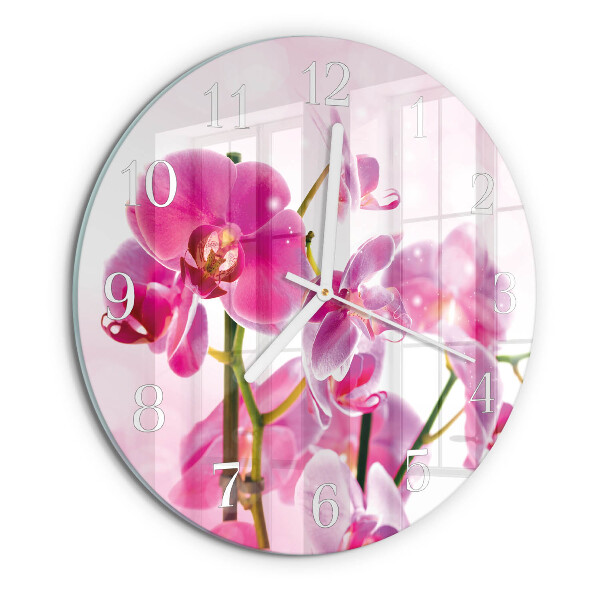 Horloge ronde Orchidée