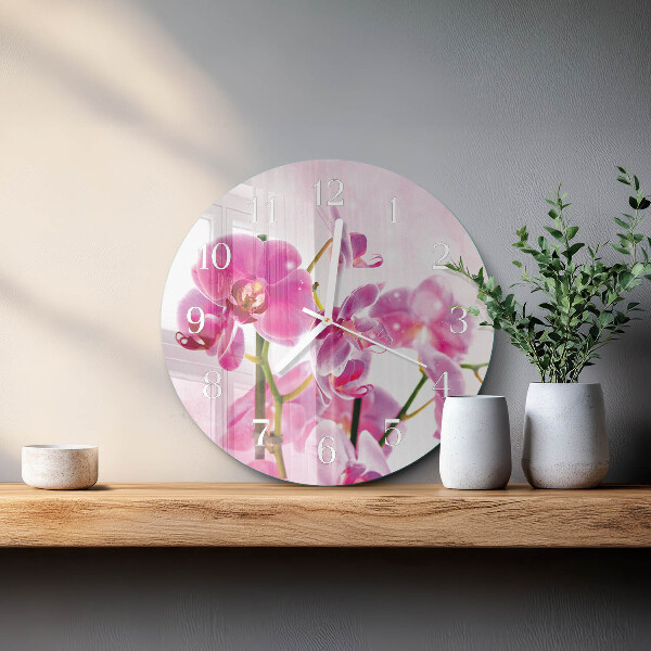 Horloge ronde Orchidée