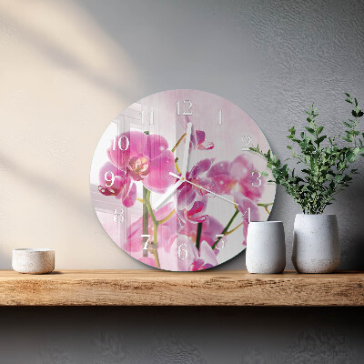Horloge ronde Orchidée