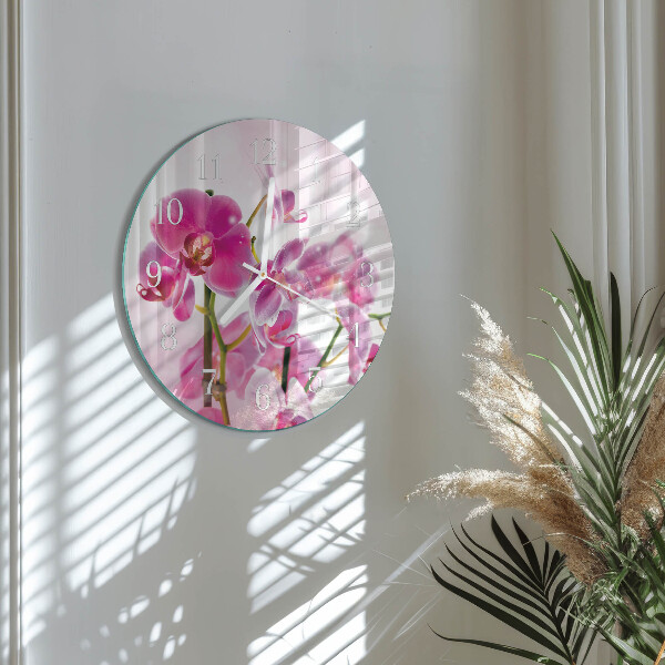 Horloge ronde Orchidée