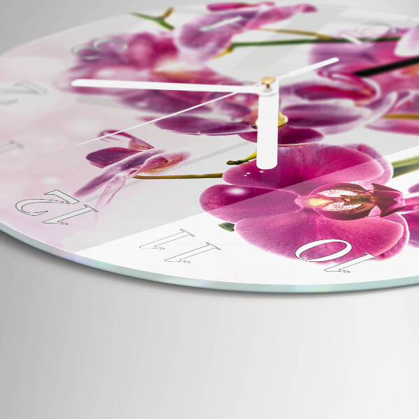 Horloge ronde Orchidée