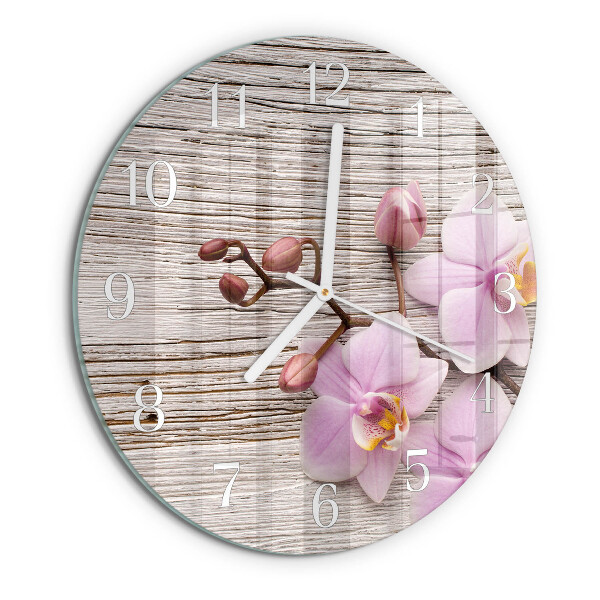 Horloge ronde Orchidée