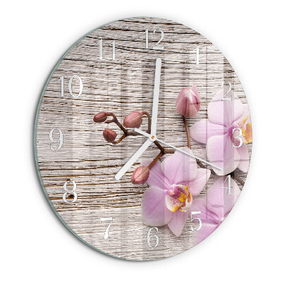 Horloge ronde Orchidée