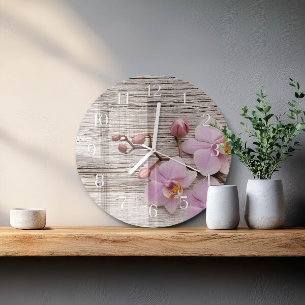Horloge ronde Orchidée