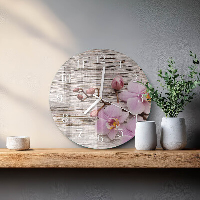 Horloge ronde Orchidée