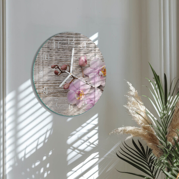 Horloge ronde Orchidée