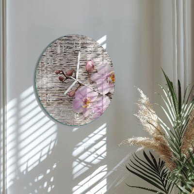 Horloge ronde Orchidée