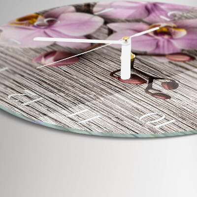 Horloge ronde Orchidée