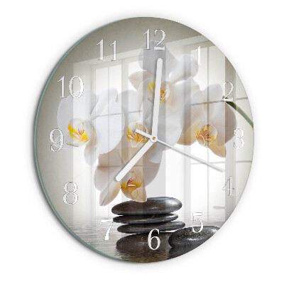 Horloge ronde Orchidée