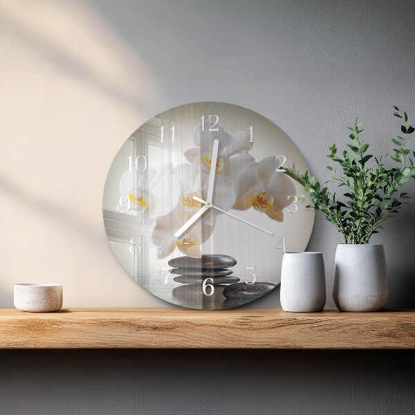 Horloge ronde Orchidée