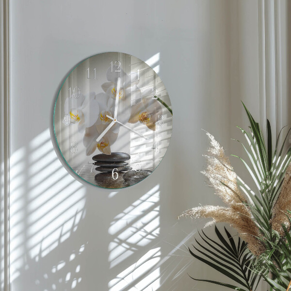 Horloge ronde Orchidée