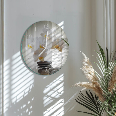Horloge ronde Orchidée