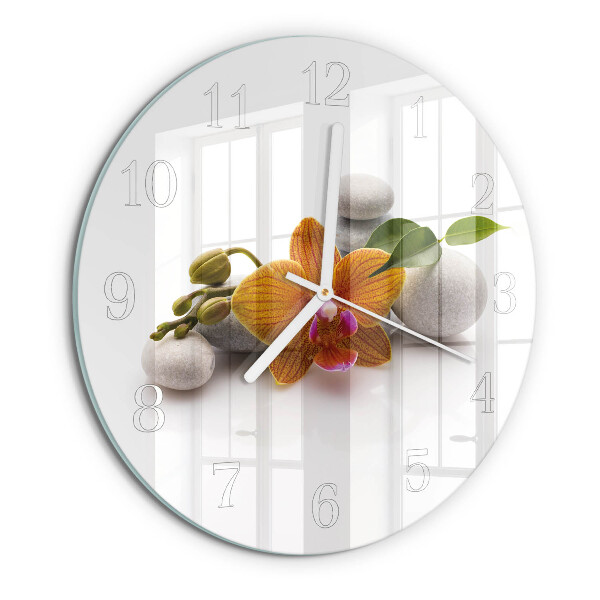 Horloge ronde Orchidée