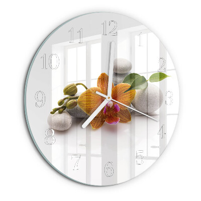 Horloge ronde Orchidée