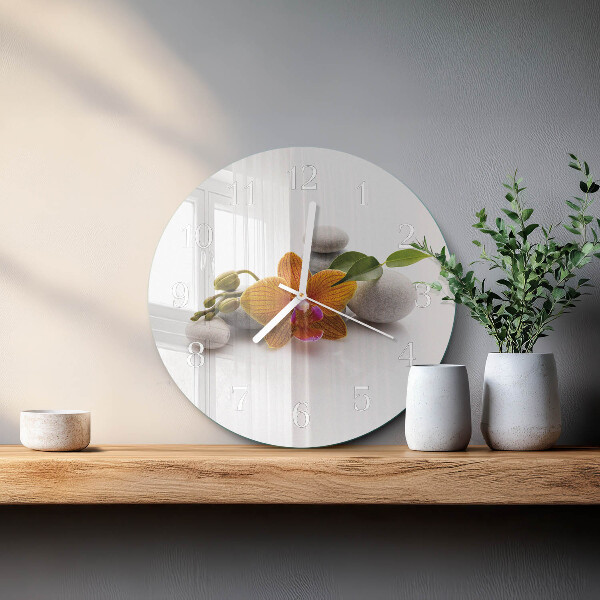 Horloge ronde Orchidée