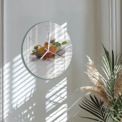 Horloge ronde Orchidée