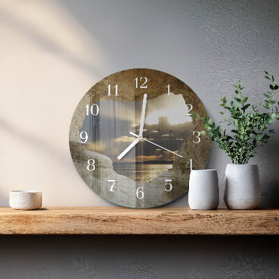 Horloge ronde Cœur dans le Rocher