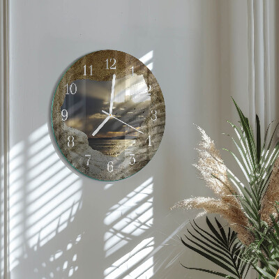 Horloge ronde Cœur dans le Rocher