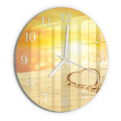 Horloge ronde Cœur dans le sable
