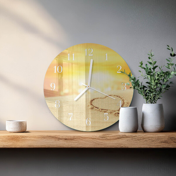 Horloge ronde Cœur dans le sable
