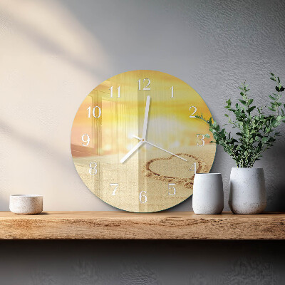 Horloge ronde Cœur dans le sable