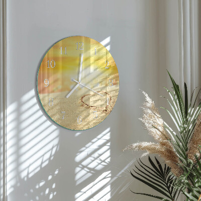Horloge ronde Cœur dans le sable