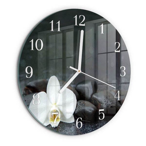 Horloge ronde Fleurs et pierres