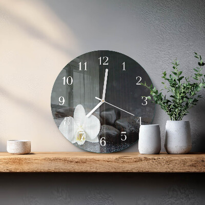 Horloge ronde Fleurs et pierres