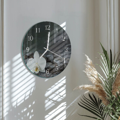 Horloge ronde Fleurs et pierres