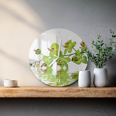 Horloge ronde Orchidée