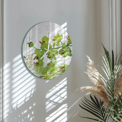 Horloge ronde Orchidée