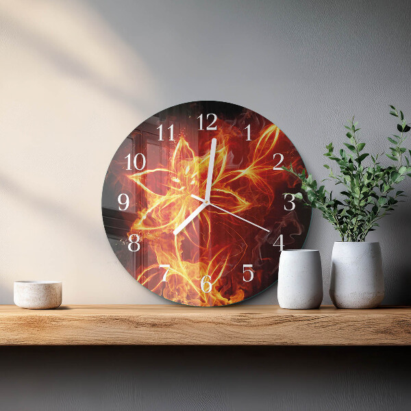Horloge ronde Fleur de feu