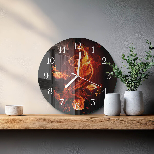 Horloge ronde Fleur de feu