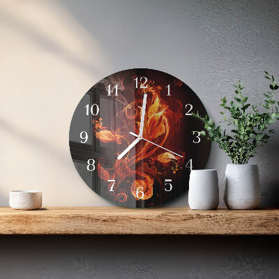 Horloge ronde Fleur de feu