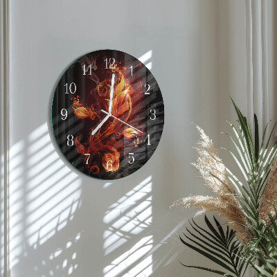 Horloge ronde Fleur de feu