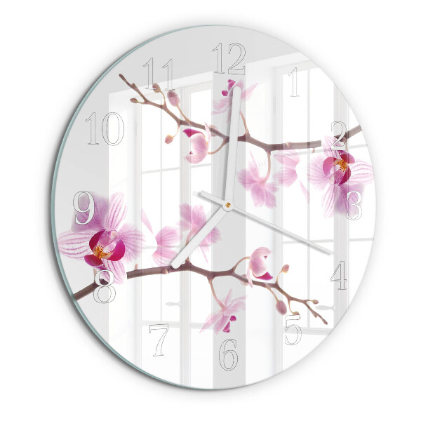 Horloge ronde Orchidée