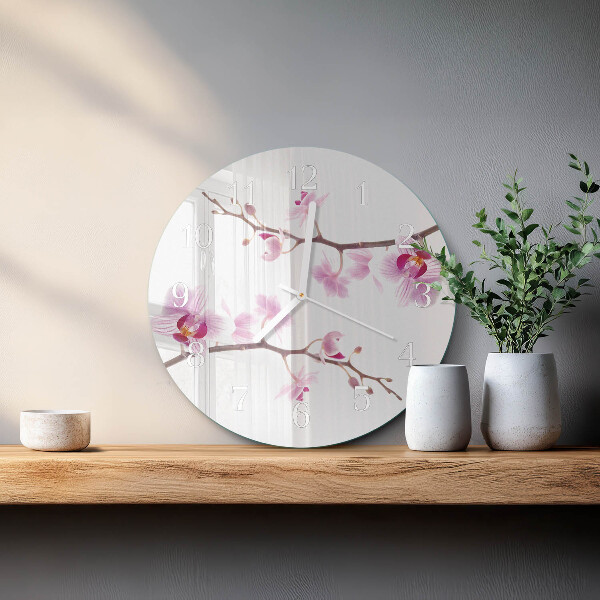 Horloge ronde Orchidée