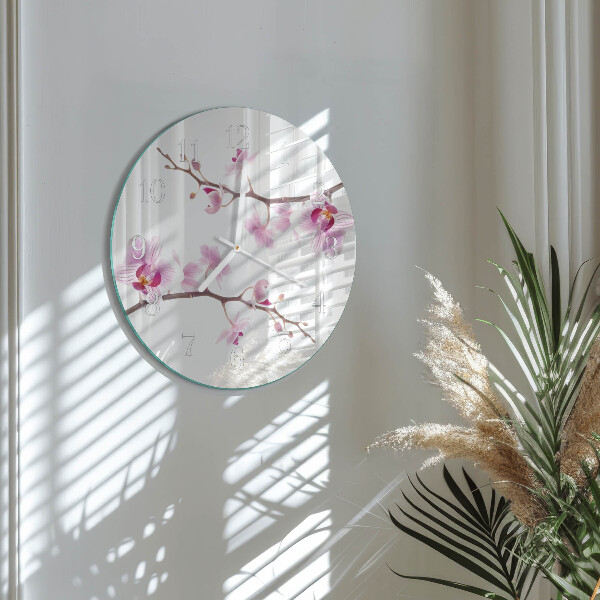 Horloge ronde Orchidée