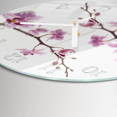 Horloge ronde Orchidée