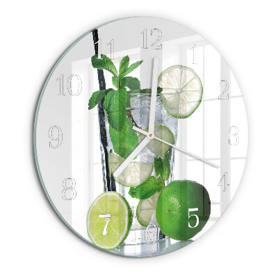 Horloge ronde Citron vert et menthe