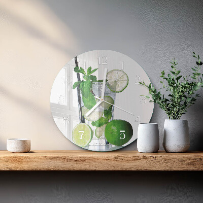 Horloge ronde Citron vert et menthe