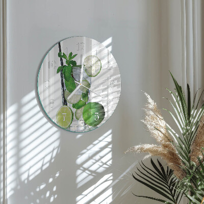 Horloge ronde Citron vert et menthe