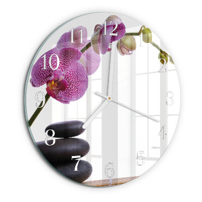 Horloge ronde Orchidée