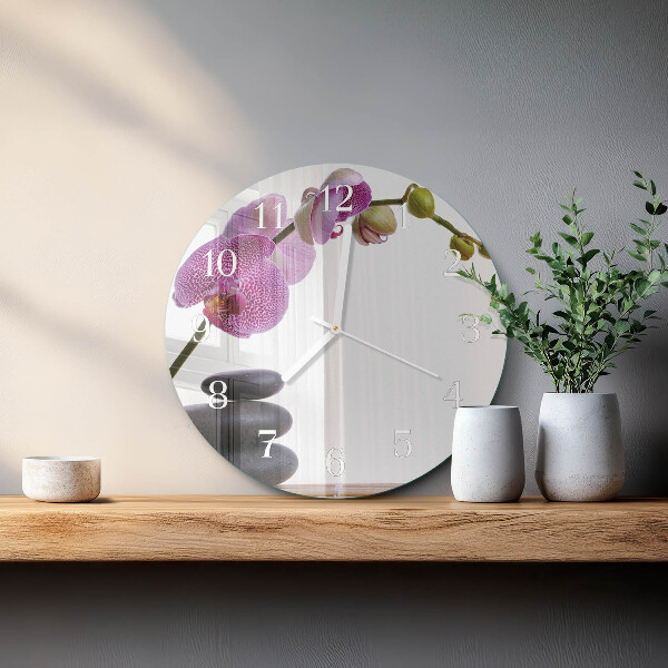 Horloge ronde Orchidée
