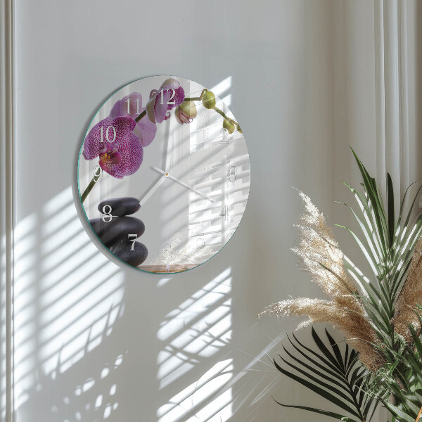 Horloge ronde Orchidée