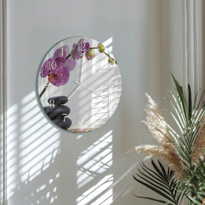 Horloge ronde Orchidée