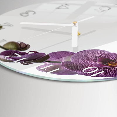 Horloge ronde Orchidée