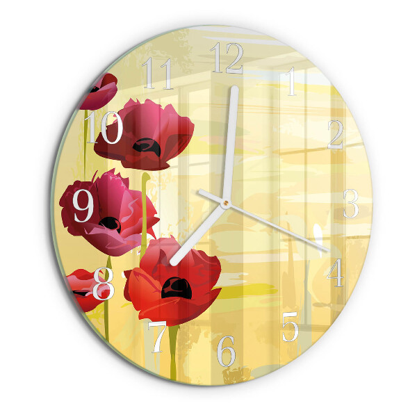 Horloge ronde Coquelicots